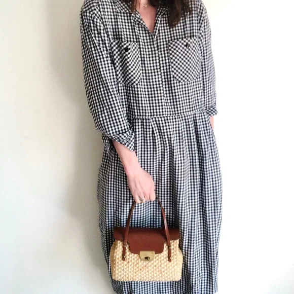 Vintage straw & leather mini tote - Picture 13 of 16